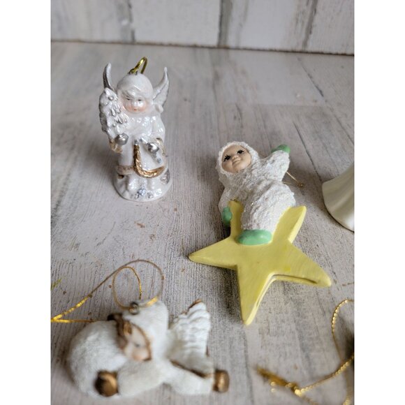 Cross angel snow star cherub ornament Xmas religious set harp - Picture 4 of 9
